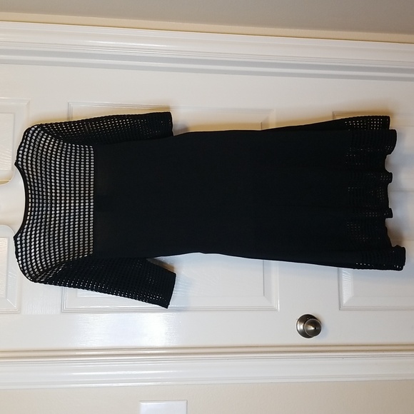 Nanette Lepore Knit Mesh Black Shortsleeve Above The Knee Dress Size Large - Picture 5 of 12